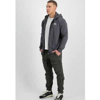 Image of ALPHA INDUSTRIES Men&#039;s Basic Zip Sl Hooded Sweat Sweatshirt, Vintage Grey, S