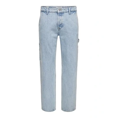 Image of Only &amp; Sons Onsedge Straight leg jeans, Men&#039;s, Size: 38x32, Light blue denim