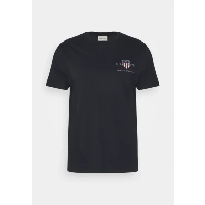 Image of GANT Men&#039;s Reg Archive Shield Emb Ss T Shirt, Black, XXS