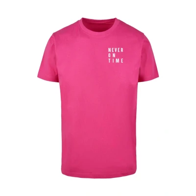 Image of Merchcode Never ON TIME Print Tshirt, Size: XXL, Hibiskus pink