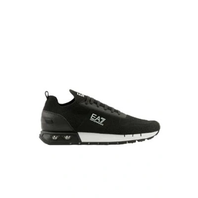 Image of EA7 Emporio Armani Legacy Unisex Trainers, Size: 9.5, Black/white Leather and textile