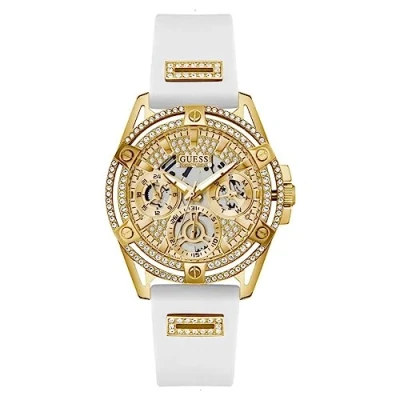 Image of Guess Queen Watch, Women&#039;s, Size: One Size, White