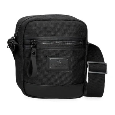Image of Pepe Jeans Blackmore Shoulder Bag Small Black 15x19.5x6 cm Polyester with Faux Leather Details 1,76L by Joumma Bags, Black/White, One Size, Crossbody Bag,