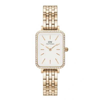 Image of Daniel Wellington Quadro Lumine Bezel LINK Watch Rose goldcoloured, Size: One Size, gold coloured