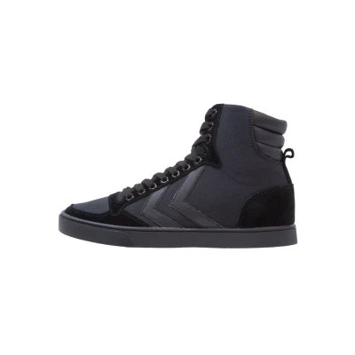 Image of Hummel Slimmer Stadil Tonal Hightop trainers, Size: 6, Black Leather and textile