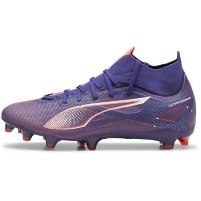 Image of Puma Ultra 5 Match Laceless FG/AG Moulded stud football boots, Women&#039;s, Size: 6, Lapis lazuli/white/sunset glow Textile/synthetics
