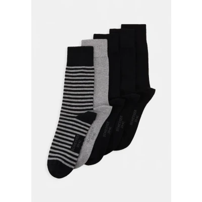 Image of Schiesser 5 PACK Socks, Men&#039;s, Size: 6 8, Black/mottled dark grey