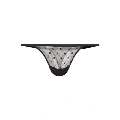 Image of DKNY Intimates Monogram Thong Thong, Women&#039;s, Size: Medium, Black