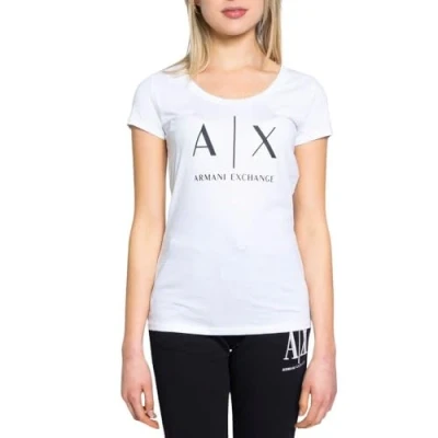 Image of Armani Exchange Women&#039;s Logo Ss T Shirt, White, XS