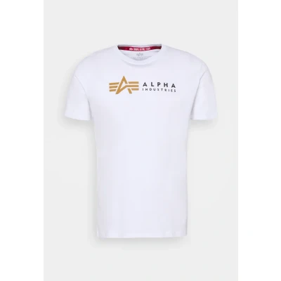 Image of Alpha Industries Label Print Tshirt, Men&#039;s, Size: Small, White