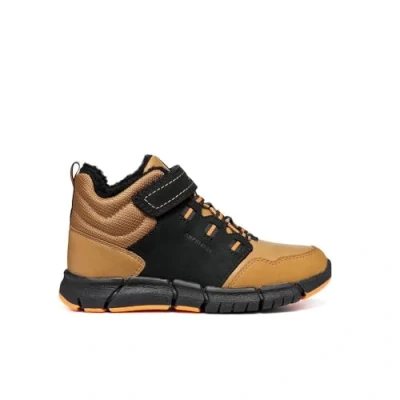 Image of Geox Flexyper BOY ABX Winter boots for kids, Size: 11K, Black/dark yellow leather and imitation