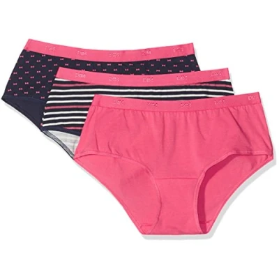 Image of DIM Pocket Boxer 3 PACK Briefs, Women&#039;s, Size: Large, Pink/dark blue/dark blue