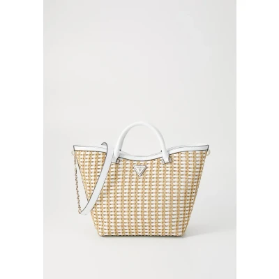 Image of Guess Atalia TOTE Handbag, Women&#039;s, Size: One Size, Natural/white