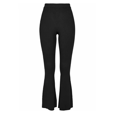 Image of Urban Classics Women&#039;s Ladies Rib Knit Bootcut Leggings, Black, S