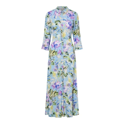 Image of YAS Savanna LONG Shirt Dress dress, Women&#039;s, Size: XS, Clear sky/alicca