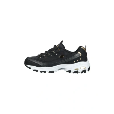 Image of Skechers Sport D&#039;LITES Trainers, Women&#039;s, Size: 7, Black duraleather gold trim Leather and textile