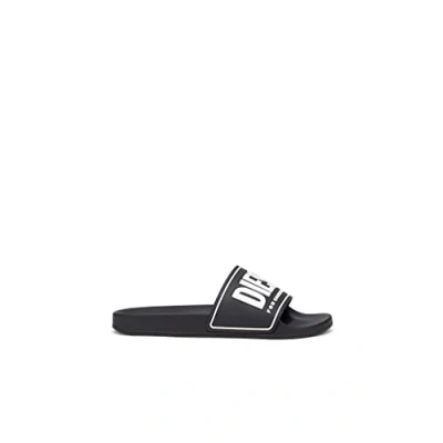 Image of Diesel SA Mayemi CC Pool slides, Men&#039;s, Size: 11.5, Black white Soft synthetic
