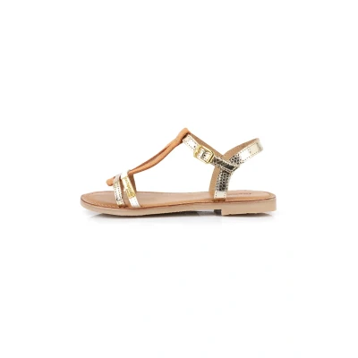Image of Les Tropeziennes Girl&#039;s Bada Ankle Strap Sandals, Gold Multi, 13.5 UK Child