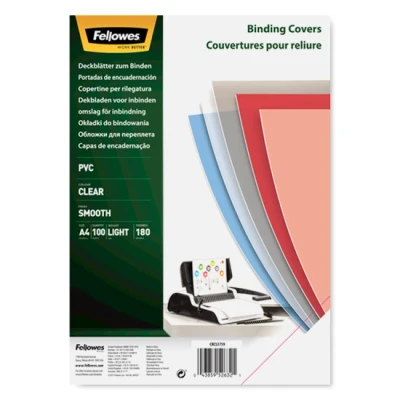 Image of Fellowes A4 Binding Cover 180 Microns PVC Covers Pack of 100 Transparent