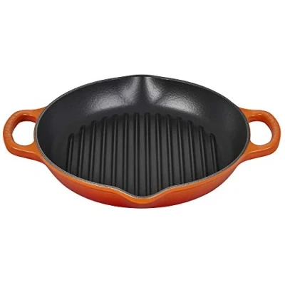 Image of Le Creuset Grill plate Signature Orange Red High ø 25 cm Suitable for all Cooktops