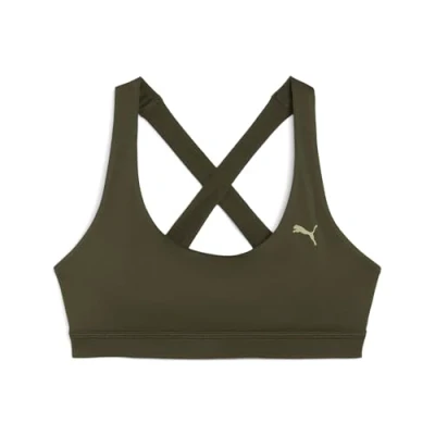 Image of Puma BRA MID Medium support sports bra, Women&#039;s, Size: Medium, Dark olive
