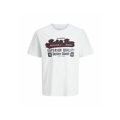Image of JACK &amp; JONES Men&#039;s Jjelogo Tee SS Oneck 2 Col Aw25 Noos Pls, Cloud dancer, 8XL