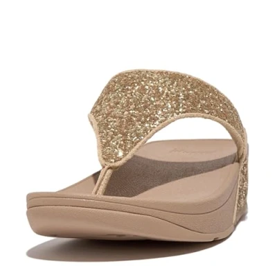 Image of Fitflop Women&#039;s Lulu Glitter Toe Thongs, Latte Beige, 4 UK