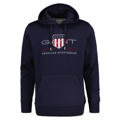 Image of GANT REG Archive Shield Hoodie, Men&#039;s, Size: XXL, Evening blue