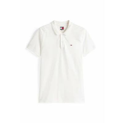 Image of Tommy Jeans Men&#039;s TJM Slim Placket Polo EXT DM0DM20676 S/S, White (Ecru), XL, XL