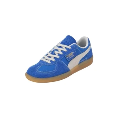 Image of Puma Palermo Vintage Unisex Trainers, Size: 6, Hyperlink blue/frosted ivory Leather and textile