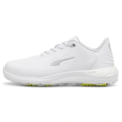 Image of Puma Golf Phantomcat Nitro shoes, Men&#039;s, Size: 9, White/silver/ash gray leather and imitation