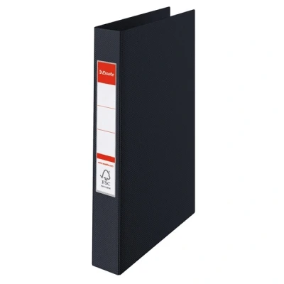 Image of Esselte 4 Ring Binder, PP, Holds up to 190 Sheets, Vivida Range, 42 mm Spine, 14462 A4, Black