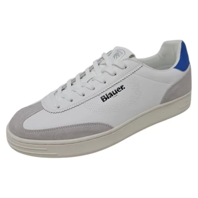 Image of Blauer Grant Trainers, Men&#039;s, Size: 7.5, White/royal Leather/synthetics