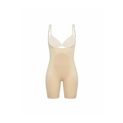 Image of Spanx Thinstincts 2.0 Openbust Midthigh Bodysuit Body, Women&#039;s, Size: 12 14, Beige