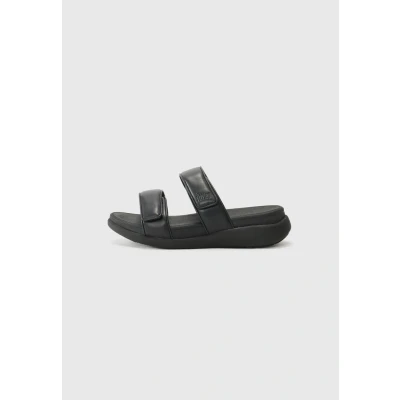 Image of Fitflop Women&#039;s F Mode Go Adjustable Flatform Two bar Slides Sandal, Black, 3 UK