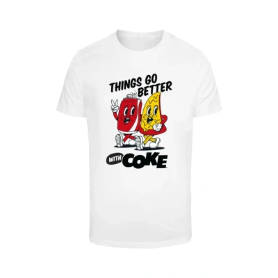 Image of Merchcode Things GO Better WITH COKE Print Tshirt, Men&#039;s, Size: Medium, White
