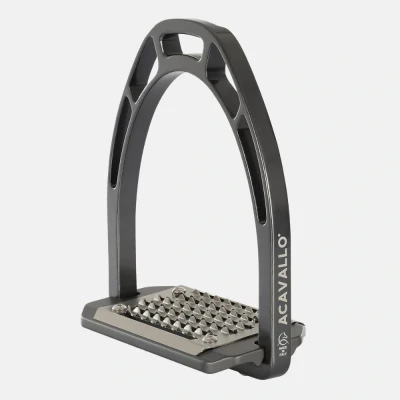 Image of Acavallo Arco Alupro Aluminium Stirrup Charcoal Horse Stirrups Riding Equestrian