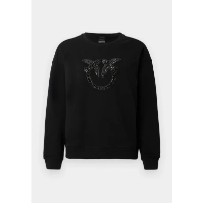Image of Pinko Nelly LOGO Castoni Sweatshirt, Women&#039;s, Size: XS, Nero limousine