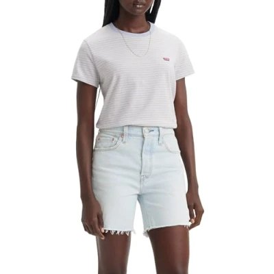Image of Levi&#039;s Perfect TEE Print Tshirt, Women&#039;s, Size: XXS, Collegiate stripe kentucky blue