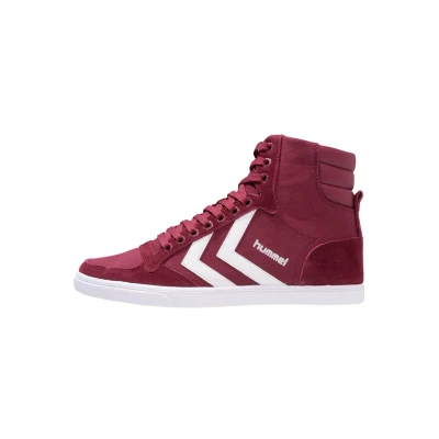 Image of Hummel Slimmer Stadil Hightop trainers, Size: 4, Red Leather and textile