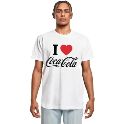 Image of Merchcode COCA COLA I LOVE COKE Print Tshirt, Men&#039;s, Size: Large, White