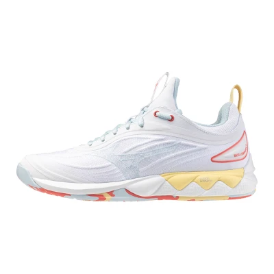 Image of Mizuno WAVE LUMINOUS 3 Volleyball Shoes White/Calypso Coral/Pale Banana Women Size 4