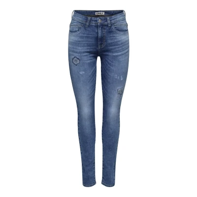 Image of ONLY Women&#039;s Onlrush Mid Waist Sk Rep DNM Mas Jeans, Medium Blue (Medium Denim), S / 32L
