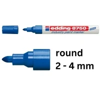 Image of Edding 8750 Industry Paint Marker Blue 10 Pens Round Nib 2 4 Mm For Writing On Dusty, Slightly Oily Surfaces, Tyres, Metal, Glass And Wood Permanent, Waterproof