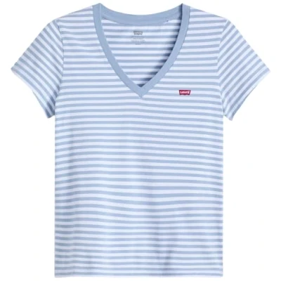 Image of Levi&#039;s Perfect V NECK Print Tshirt, Women&#039;s, Size: XS, Dusty blue