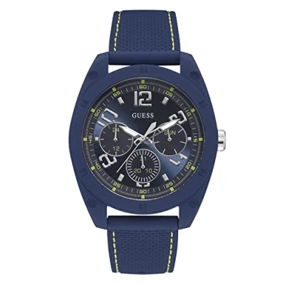 Image of Guess Men Multi Dial Quartz Watch with Silicone Strap W1256G3, Blue, 46MM, W1256G3