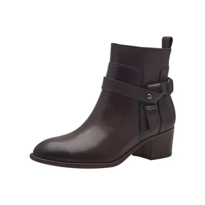 Image of Marco Tozzi Cowboy/biker ankle boot, Women&#039;s, Size: 4, Mocca Leather
