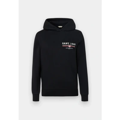 Image of GANT Graphic Hoodie Hoodie, Women&#039;s, Size: XXL, Black