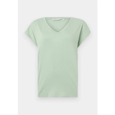 Image of TOM Tailor Denim Fluent V NECK Basic Tshirt, Women&#039;s, Size: Medium, Fresh mint green