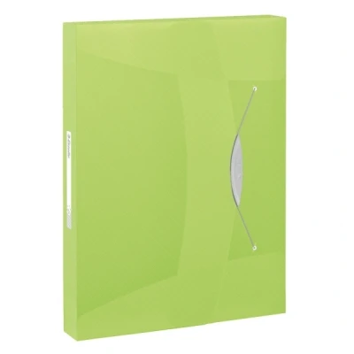 Image of Esselte Box File, Holds up to 350 A4 Sheets, Elastic Closure, Flexible Plastic, Translucent green, VIVIDA Range